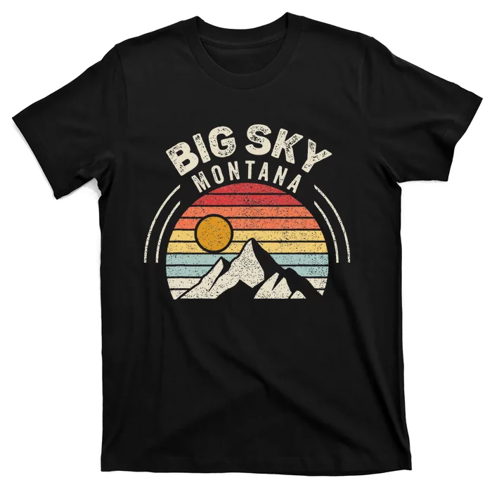 Vintage Big Sky Country Montana Mt Mountains Hiking Souvenir T-Shirt