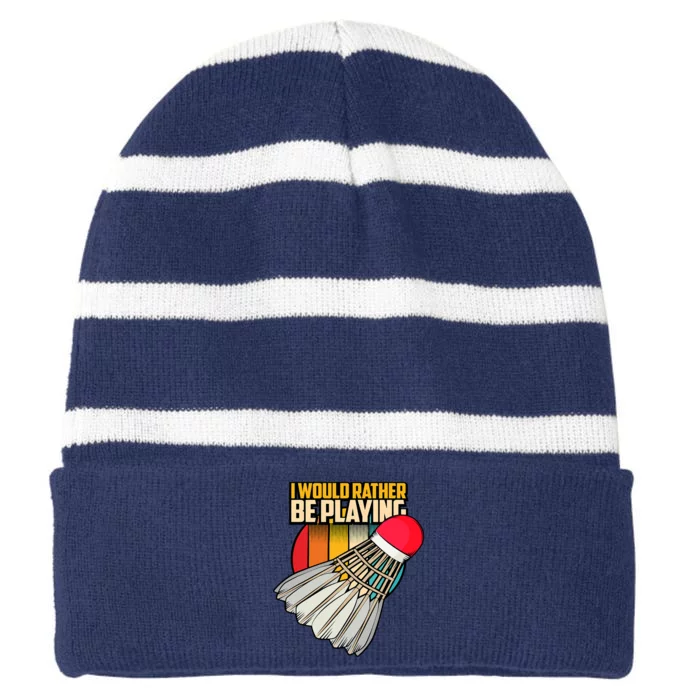 Vintage Badminton Shuttlecock Badminton Player Striped Beanie with Solid Band