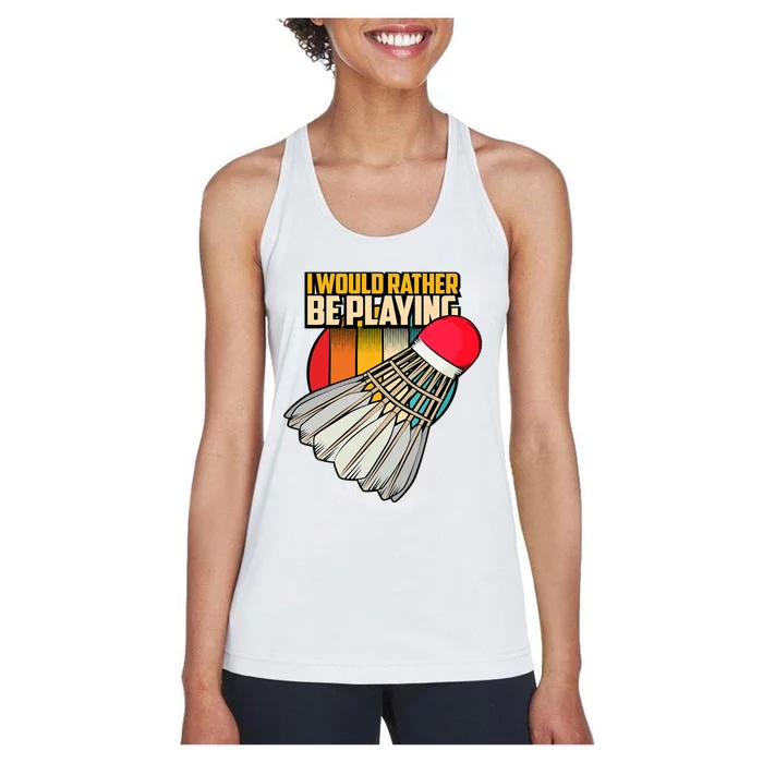 Vintage Badminton Shuttlecock Badminton Player Women's Racerback Tank