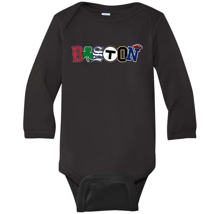 Vintage Boston Sports Fan City Pride TShirt Baby Long Sleeve Bodysuit