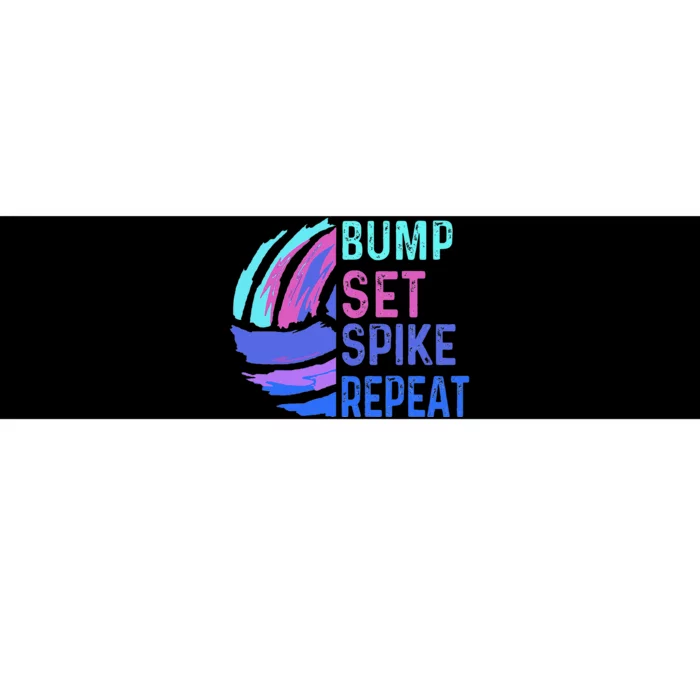 Volleyball Bump Set Spike Repeat Blue Purple Teen Bumper Sticker