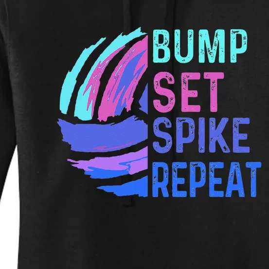 Volleyball Bump Set Spike Repeat Blue Purple Teen Women's Pullover Hoodie