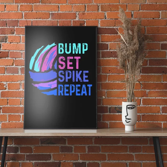 Volleyball Bump Set Spike Repeat Blue Purple Teen Poster