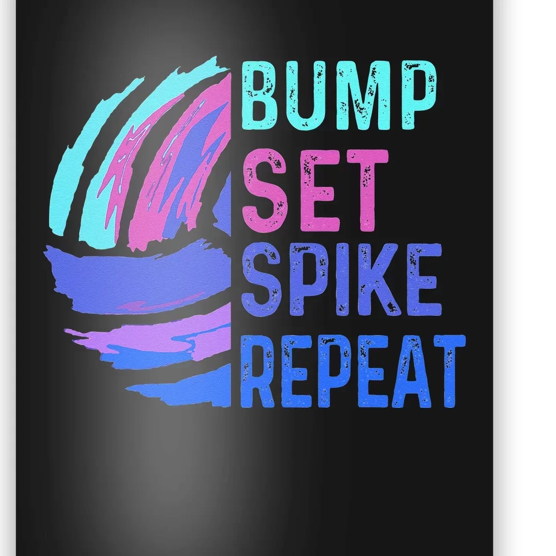 Volleyball Bump Set Spike Repeat Blue Purple Teen Poster