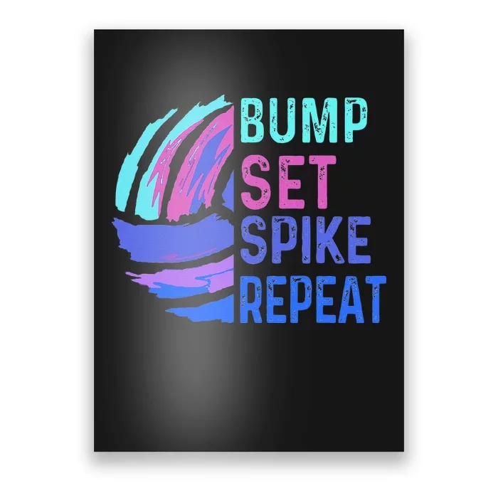 Volleyball Bump Set Spike Repeat Blue Purple Teen Poster