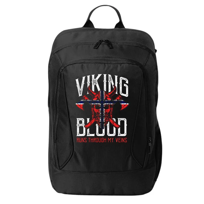 Viking Blood Skull Norwegian Flag Pride Norway City Backpack