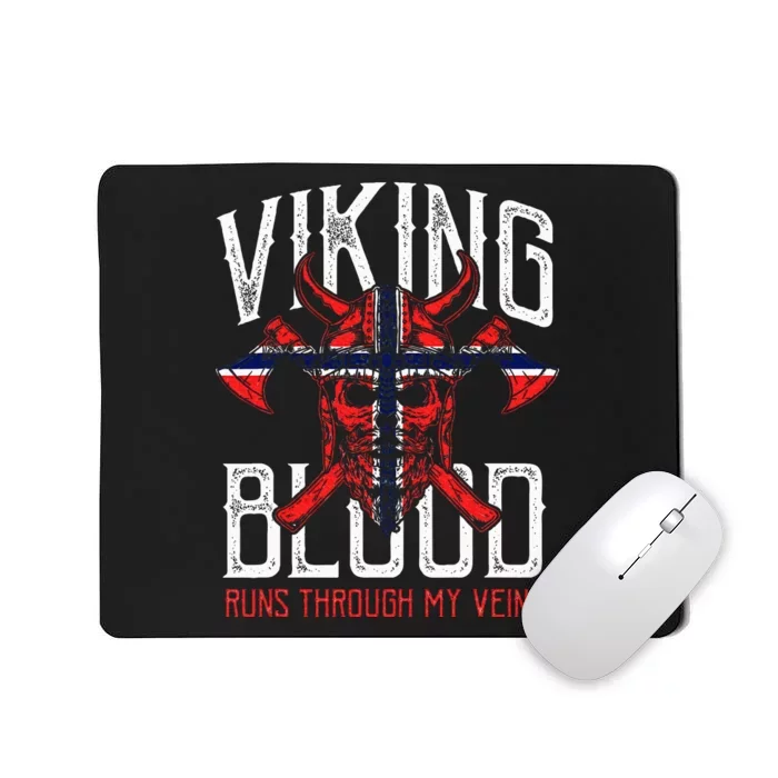 Viking Blood Skull Norwegian Flag Pride Norway Mousepad