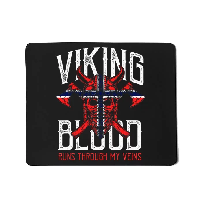 Viking Blood Skull Norwegian Flag Pride Norway Mousepad