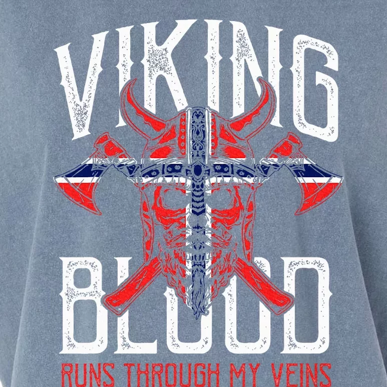 Viking Blood Skull Norwegian Flag Pride Norway Garment-Dyed Women's Muscle Tee