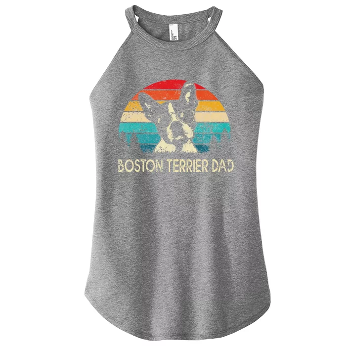 Vintage Boston Terrier Dad Dog Dad Fathers Day Women’s Perfect Tri Rocker Tank