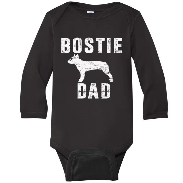 Vintage Boston Terrier Dad Gift Dog Daddy Baby Long Sleeve Bodysuit