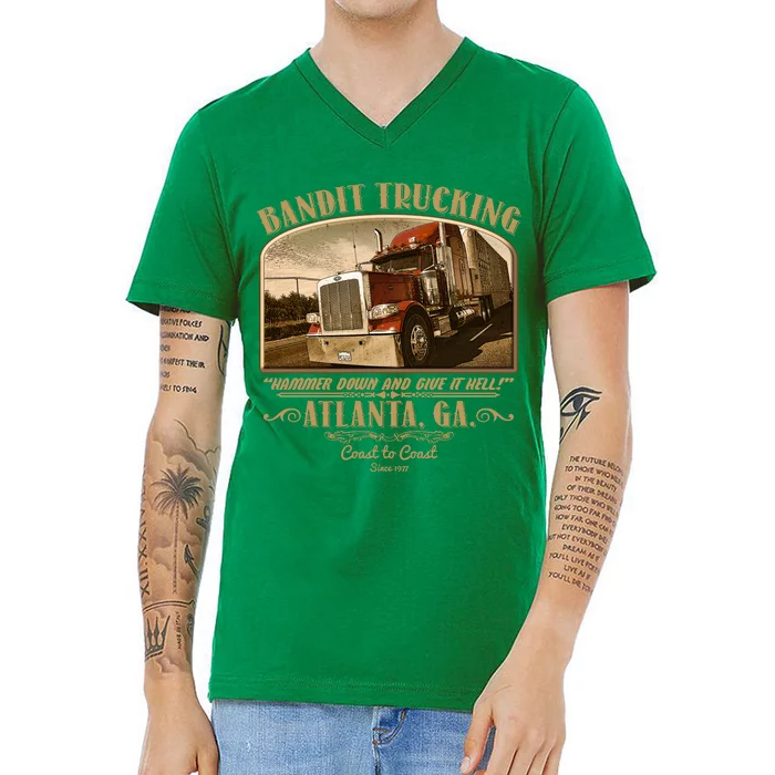 Vintage Bandit Trucking Atlanta GA Since 1977 V-Neck T-Shirt