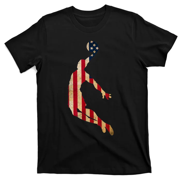 Vintage Basketball Team Player Sport Fan US Flag T-Shirt