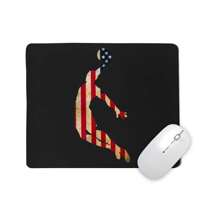 Vintage Basketball Team Player Sport Fan US Flag Mousepad