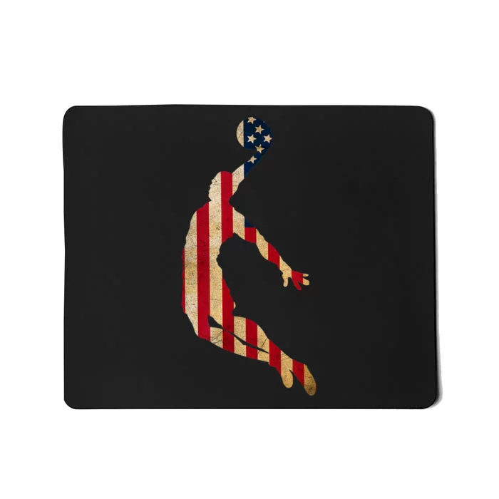 Vintage Basketball Team Player Sport Fan US Flag Mousepad