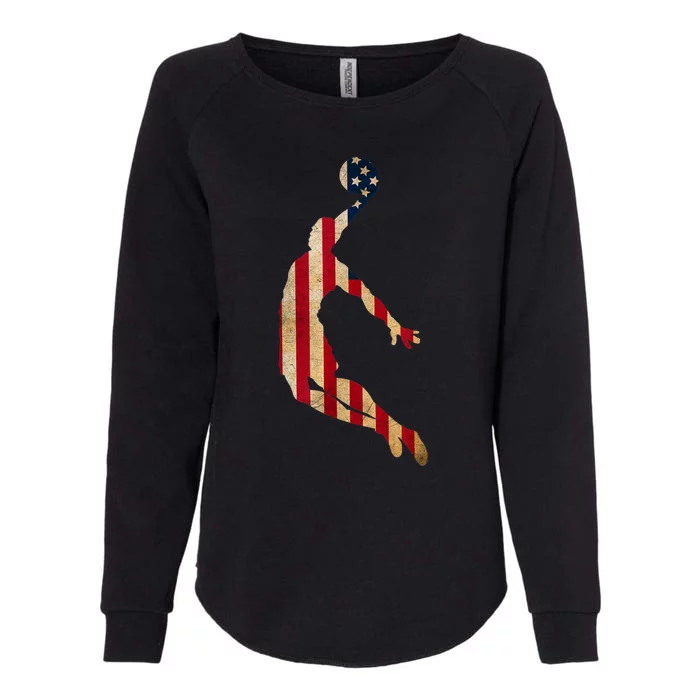 Vintage Basketball Team Player Sport Fan US Flag Womens California Wash Sweatshirt