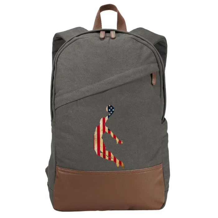 Vintage Basketball Team Player Sport Fan US Flag Cotton Canvas Backpack