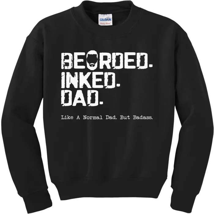 Vintage Bearded Tattoo Lover Inked Dad Kids Sweatshirt