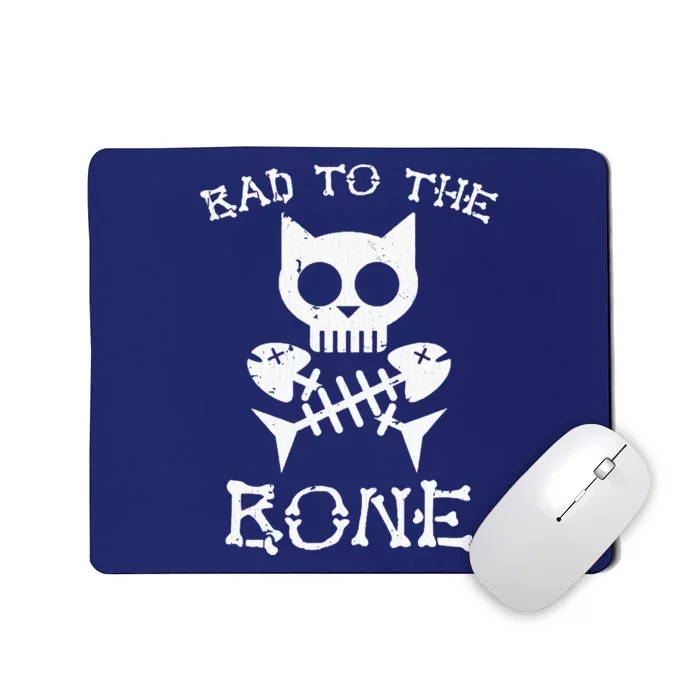 Vintage Bad To The Bone Cat Skull Fish Bone Mousepad