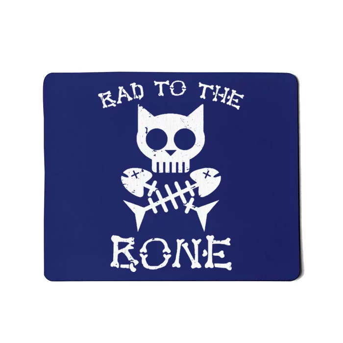 Vintage Bad To The Bone Cat Skull Fish Bone Mousepad