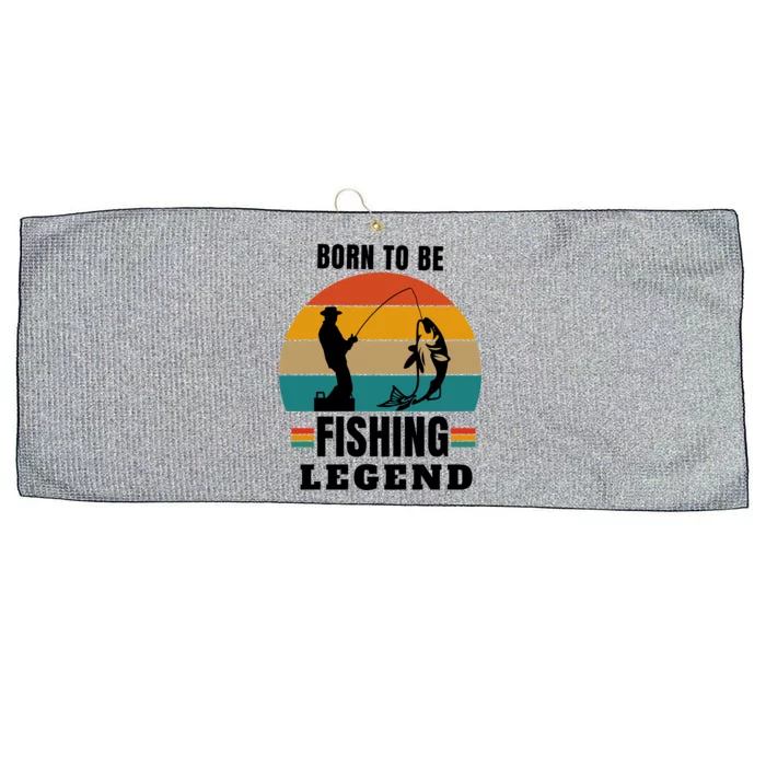 Vintage Born To Be A Fishing Legend Father's Day Gift Large Microfiber Waffle Golf Towel