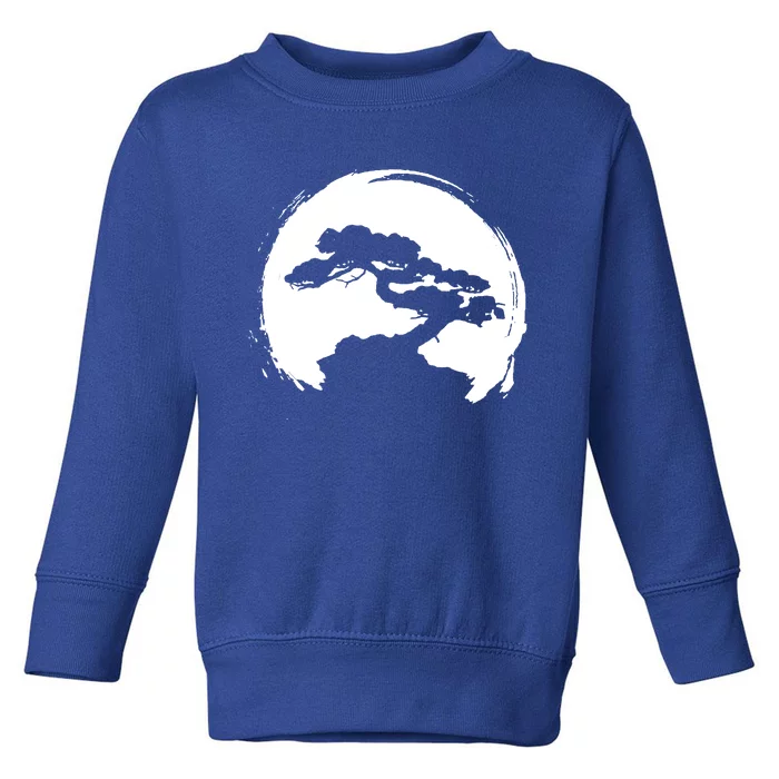 Vintage Bonsai Tree Silhouette Retro Zen Circle Gift Toddler Sweatshirt