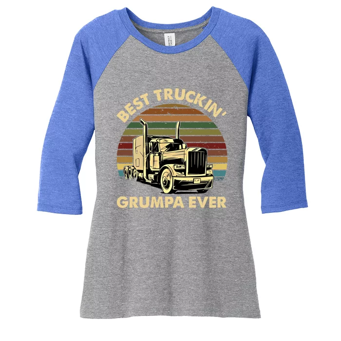 Vintage Best Truckin Grumpa Ever Retro Fathers Day Gift Great Gift Women's Tri-Blend 3/4-Sleeve Raglan Shirt