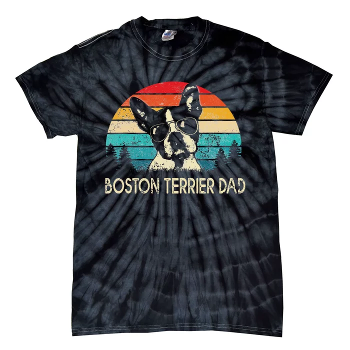 Vintage Boston Terrier Dad Dog Dad Father's Day Tie-Dye T-Shirt