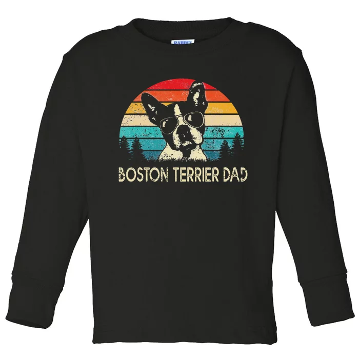 Vintage Boston Terrier Dad Dog Dad Father's Day Toddler Long Sleeve Shirt