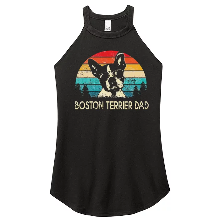 Vintage Boston Terrier Dad Dog Dad Father's Day Women’s Perfect Tri Rocker Tank