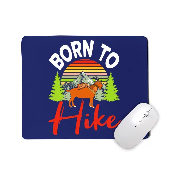 Vintage Born To Hike Funny Mountain Climbing Goat Hiking Mousepad