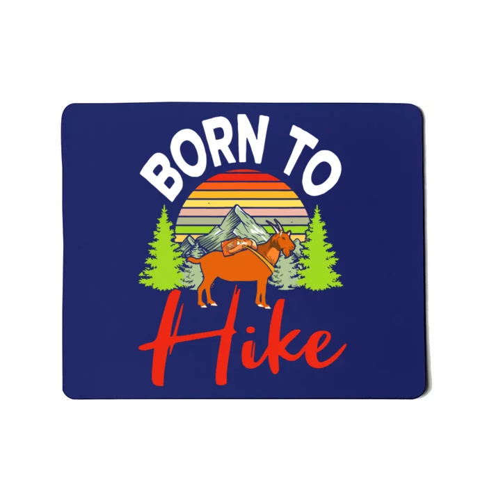 Vintage Born To Hike Funny Mountain Climbing Goat Hiking Mousepad