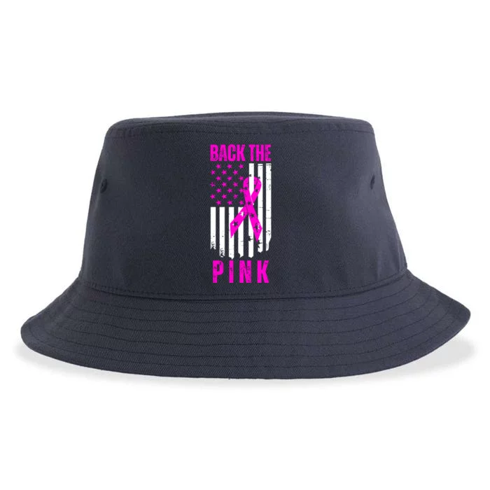 Vintage Back The Pink American Flag Sustainable Bucket Hat