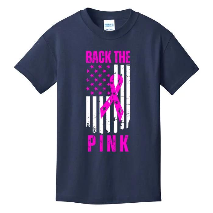 Vintage Back The Pink American Flag Kids T-Shirt