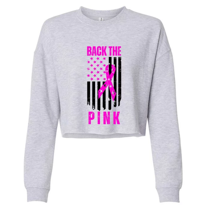 Vintage Back The Pink American Flag Cropped Pullover Crew