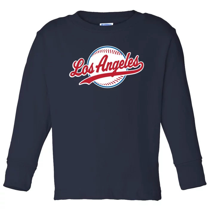 Vintage Baseball Throwback Retro Design Toddler Long Sleeve Shirt