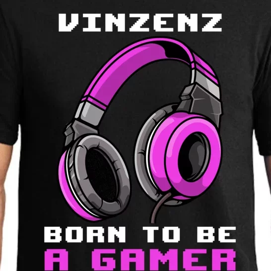 Vinzenz Born To Be A Gamer Personalized Funny Gift Pajama Set