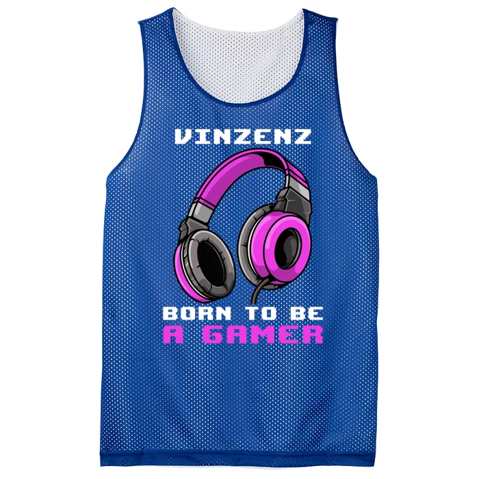 Vinzenz Born To Be A Gamer Personalized Funny Gift Mesh Reversible Basketball Jersey Tank