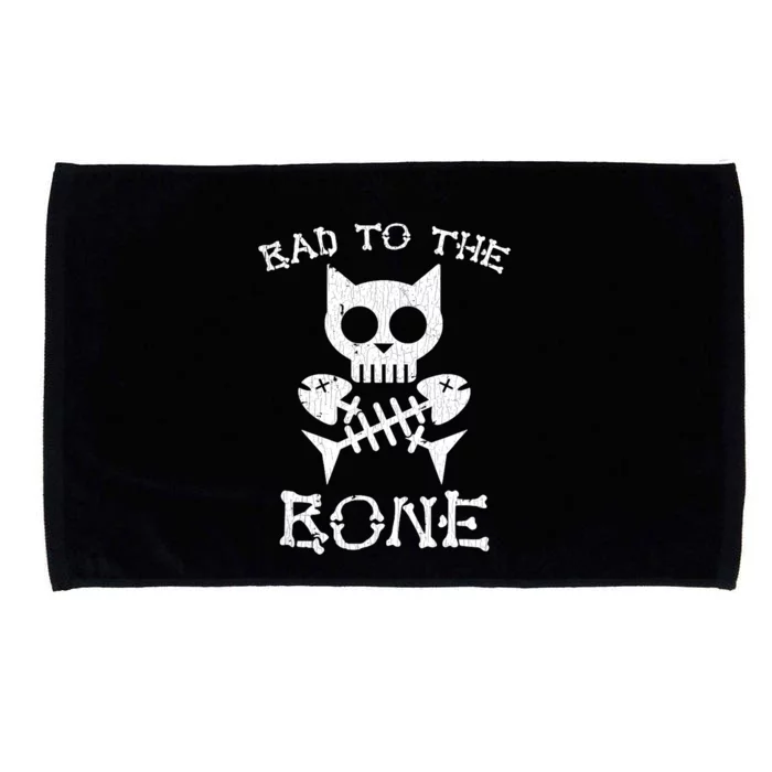 Vintage Bad To The Bone Cat Skull Fish Bone Microfiber Hand Towel