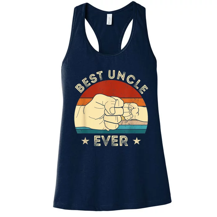 Vintage Best Uncle Ever Fist Bump Funny Uncle Fathers Day Women's Racerback Tank