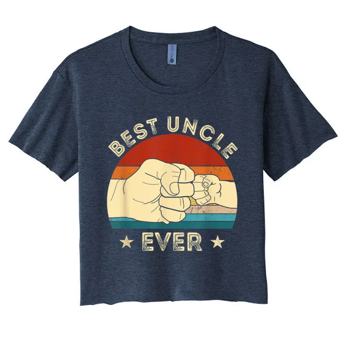 Vintage Best Uncle Ever Fist Bump Funny Uncle Fathers Day Women's Crop Top Tee