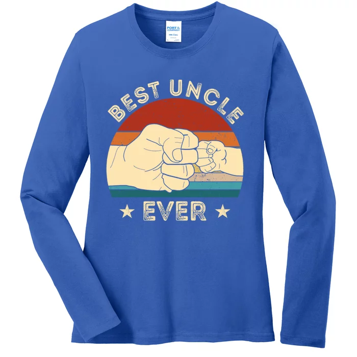 Vintage Best Uncle Ever Fist Bump Funny Uncle Fathers Day Funny Gift Ladies Long Sleeve Shirt