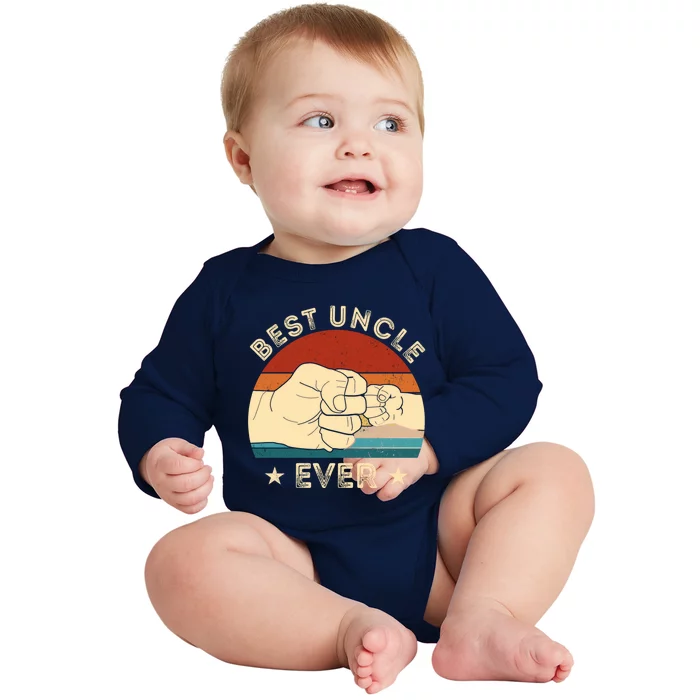 Vintage Best Uncle Ever Fist Bump Funny Uncle Fathers Day Funny Gift Baby Long Sleeve Bodysuit