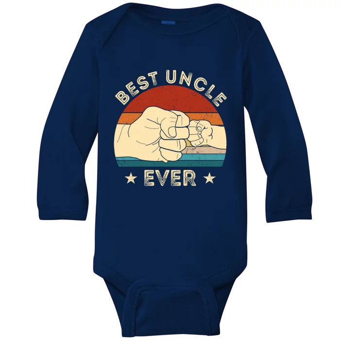 Vintage Best Uncle Ever Fist Bump Funny Uncle Fathers Day Funny Gift Baby Long Sleeve Bodysuit