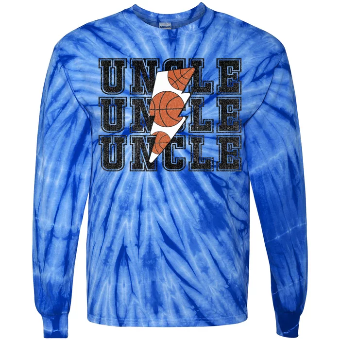 Vintage Basketball Uncle Game Day Vibes Basketball Season Funny Gift Tie-Dye Long Sleeve Shirt