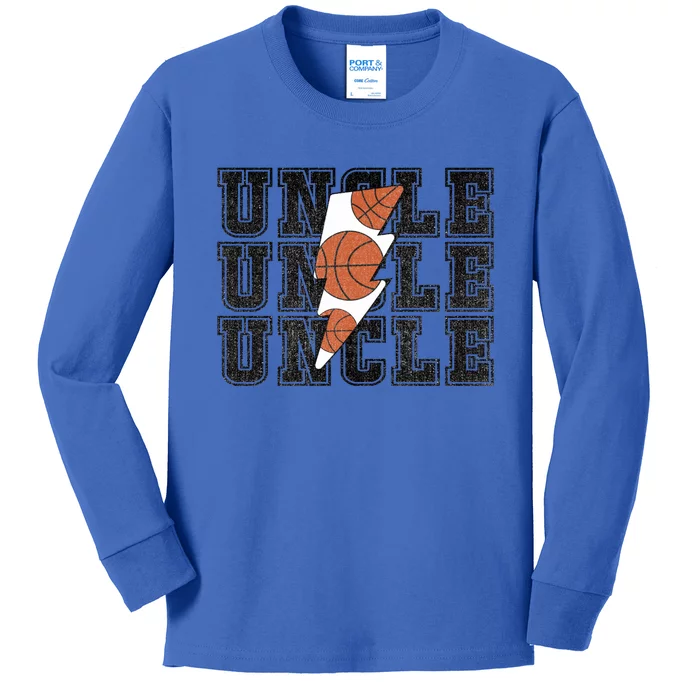 Vintage Basketball Uncle Game Day Vibes Basketball Season Funny Gift Kids Long Sleeve Shirt