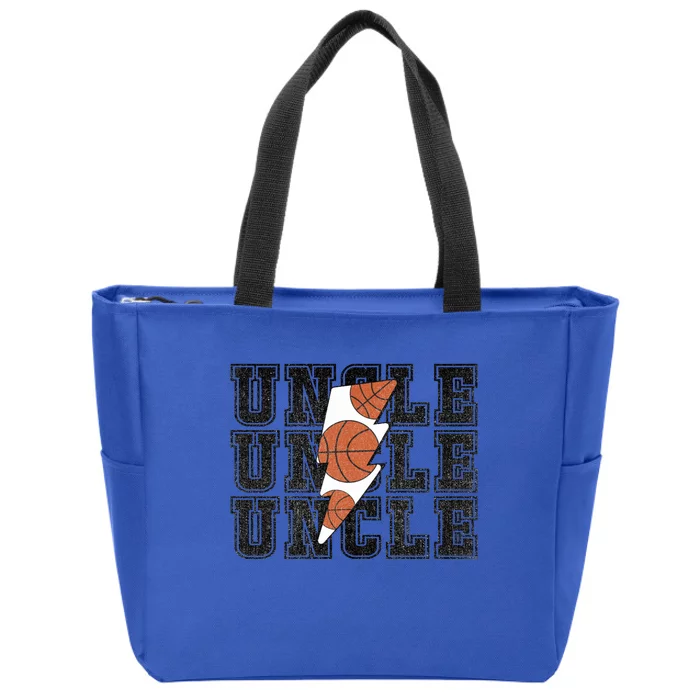 Vintage Basketball Uncle Game Day Vibes Basketball Season Funny Gift Zip Tote Bag