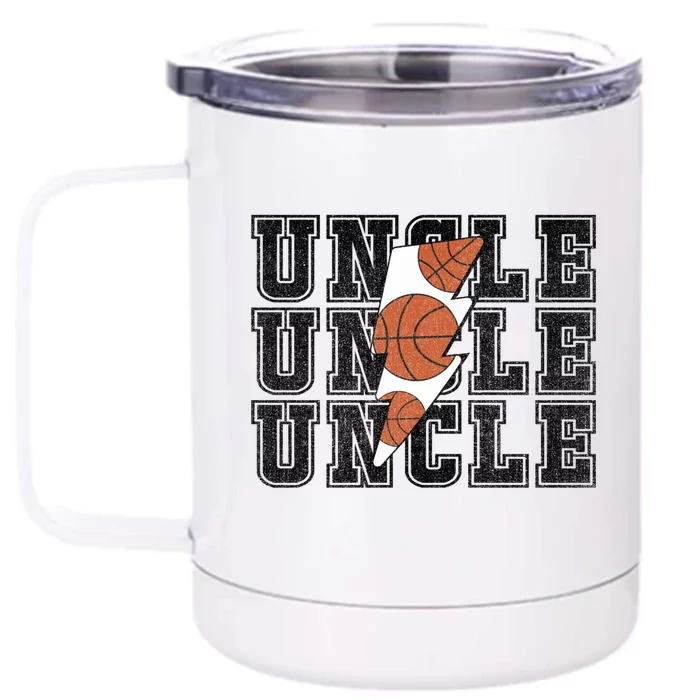 Vintage Basketball Uncle Game Day Vibes Basketball Season Funny Gift Front & Back 12oz Stainless Steel Tumbler Cup