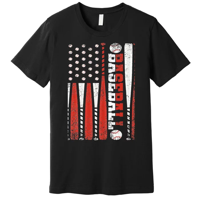 Vintage Baseball USA Flag American Baseball Team Men Premium T-Shirt