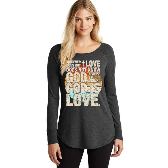 Vintage Bible Verse 1 John 4 8 God Is Love Women's Perfect Tri Tunic Long Sleeve Shirt